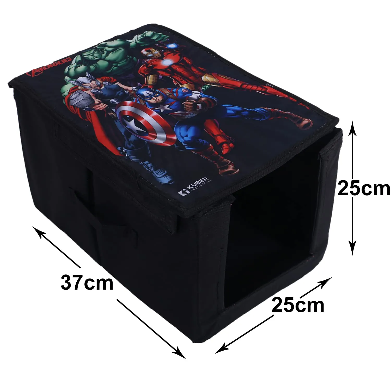 Heart Home Marvel Avengers Shirt Stacker|Foldable Shirt Stacker for Cloth|Non-Woven Wardrobe Organizer for Home With Lid (Black)