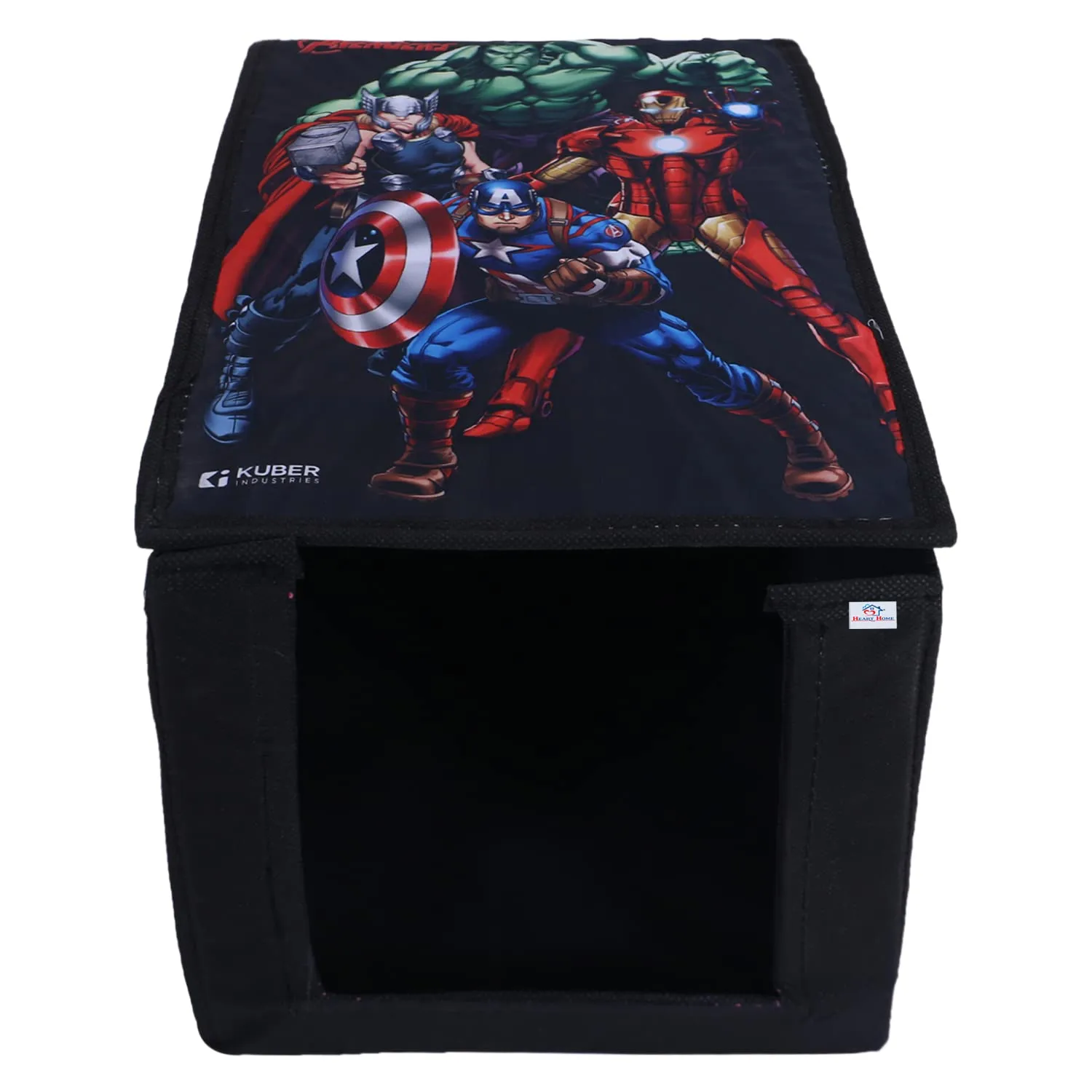 Heart Home Marvel Avengers Shirt Stacker|Foldable Shirt Stacker for Cloth|Non-Woven Wardrobe Organizer for Home With Lid (Black)