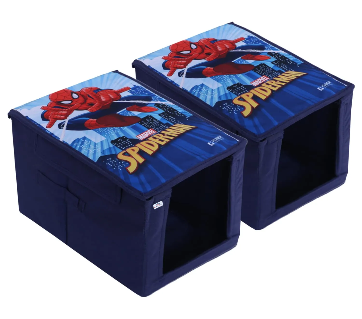 Heart Home Marvel Spider-Man Shirt Stacker|Foldable Shirt Stacker for Cloth|Non-Woven Wardrobe Organizer for Home With Lid|Pack of 2 (Blue)