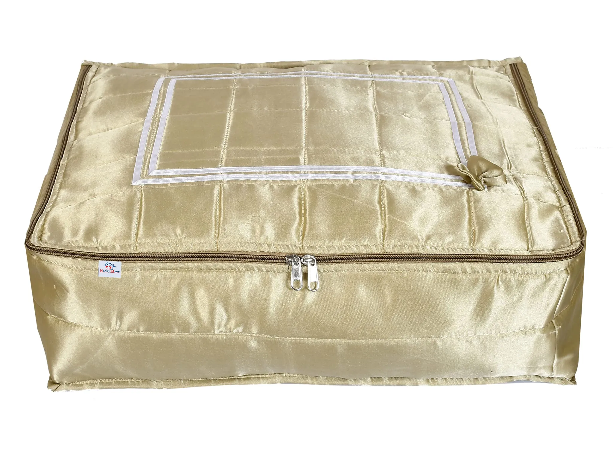 Heart Home Saree Cover, Wardrobe Organizer,Saree Storage Bag With 12 Flap in One Bag (Cream)-HS_38_HEARTH21755