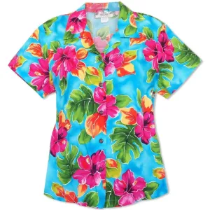 Hoopla Blue Lady's Hawaiian Rayon Blouse