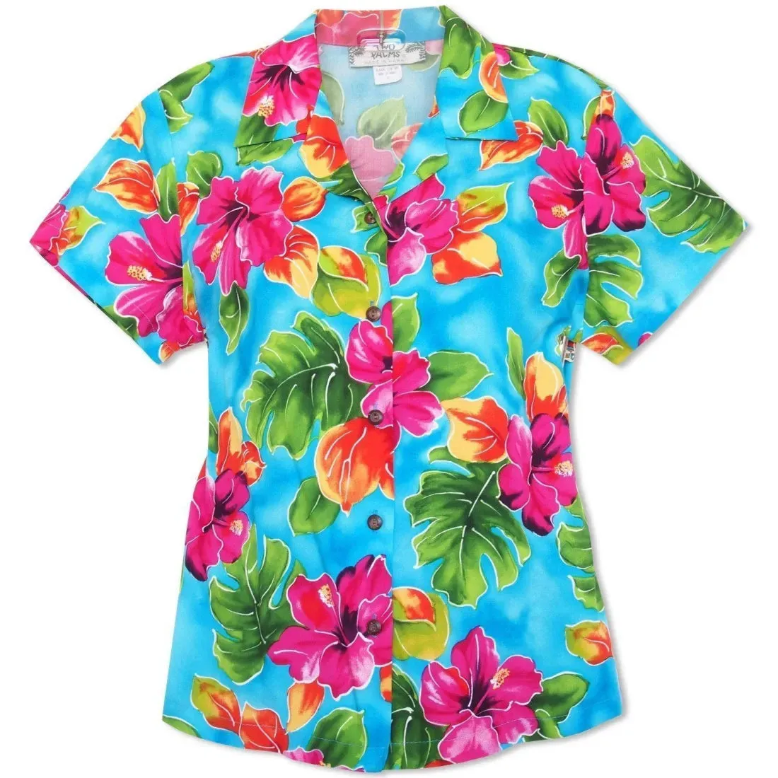 Hoopla Blue Lady's Hawaiian Rayon Blouse