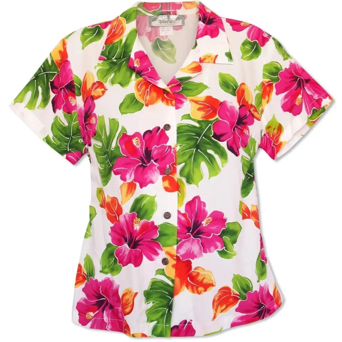 Hoopla White Lady's Hawaiian Rayon Blouse