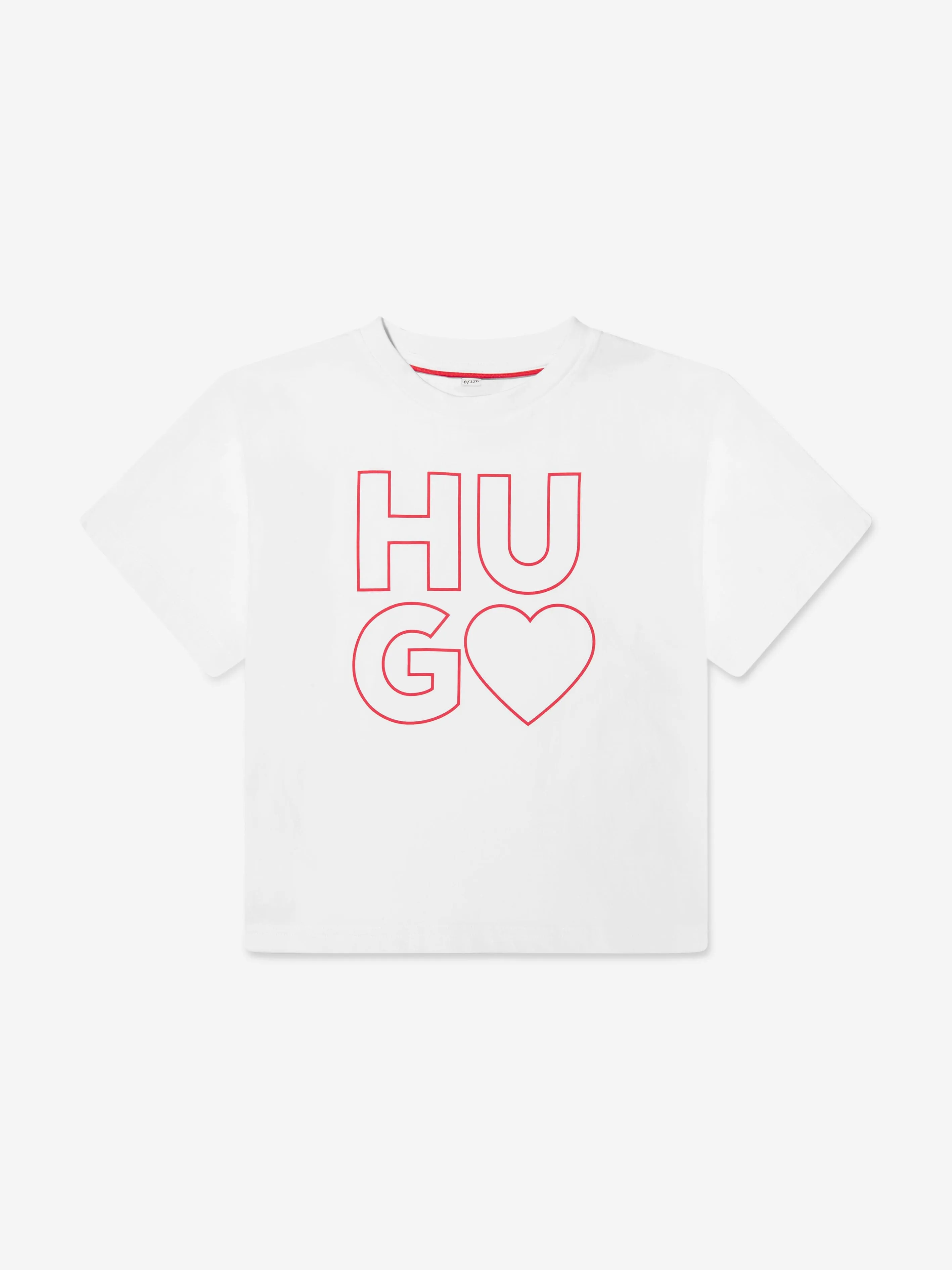 Hugo Girls Organic Cotton Logo Print T-Shirt in White