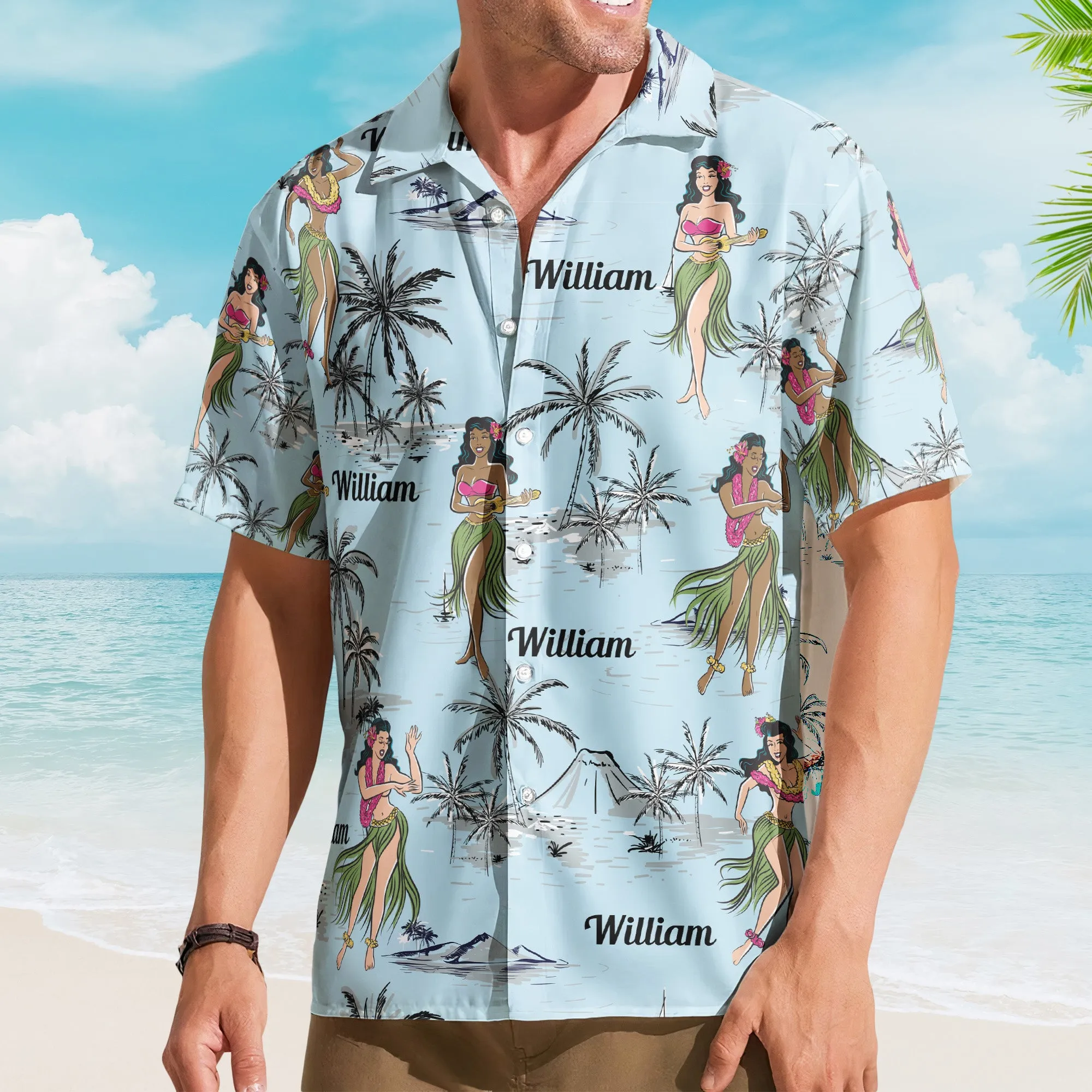 Hula Dance Vintage Style Beach Pattern Aloha Shirts - Custom Hawaiian Shirts