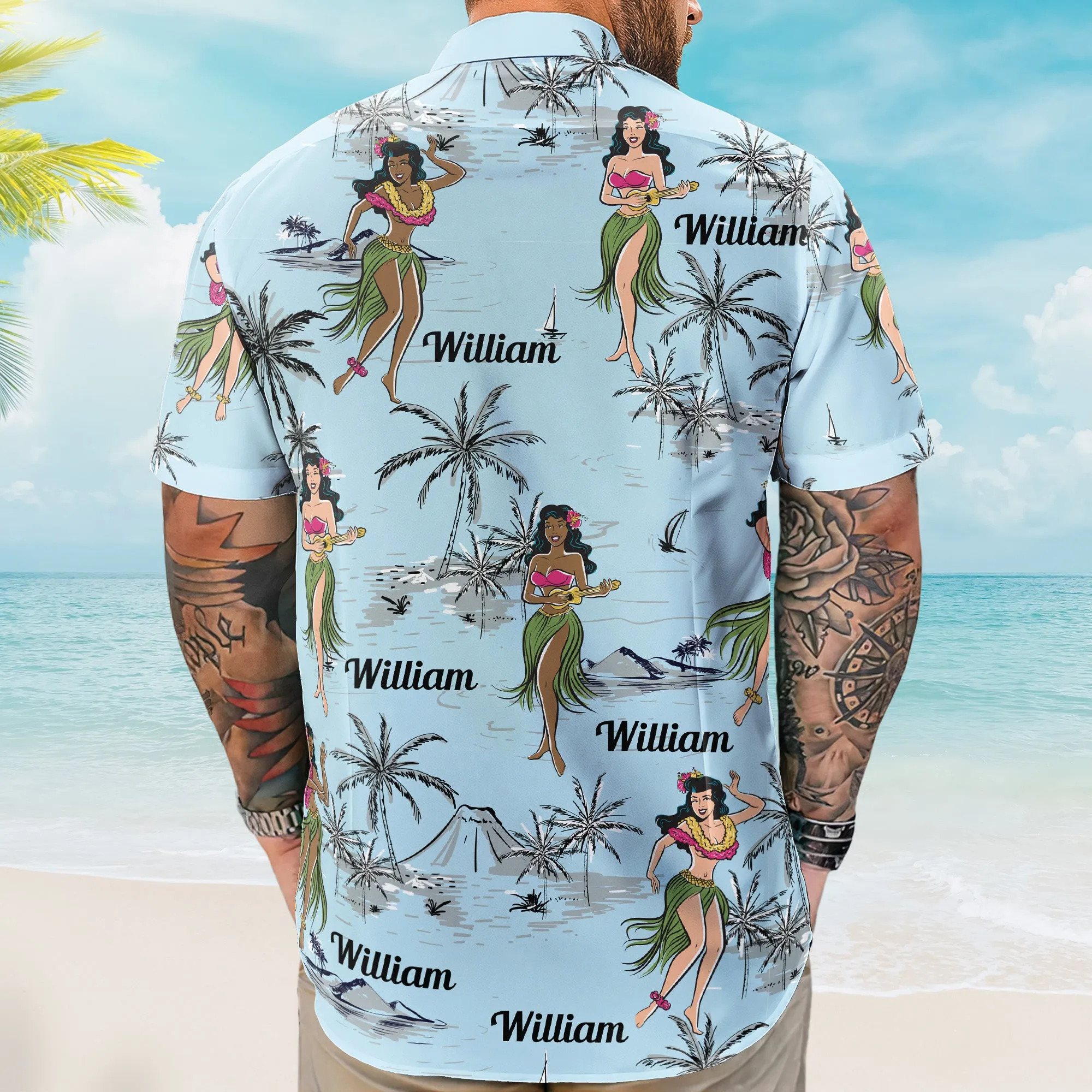 Hula Dance Vintage Style Beach Pattern Aloha Shirts - Custom Hawaiian Shirts