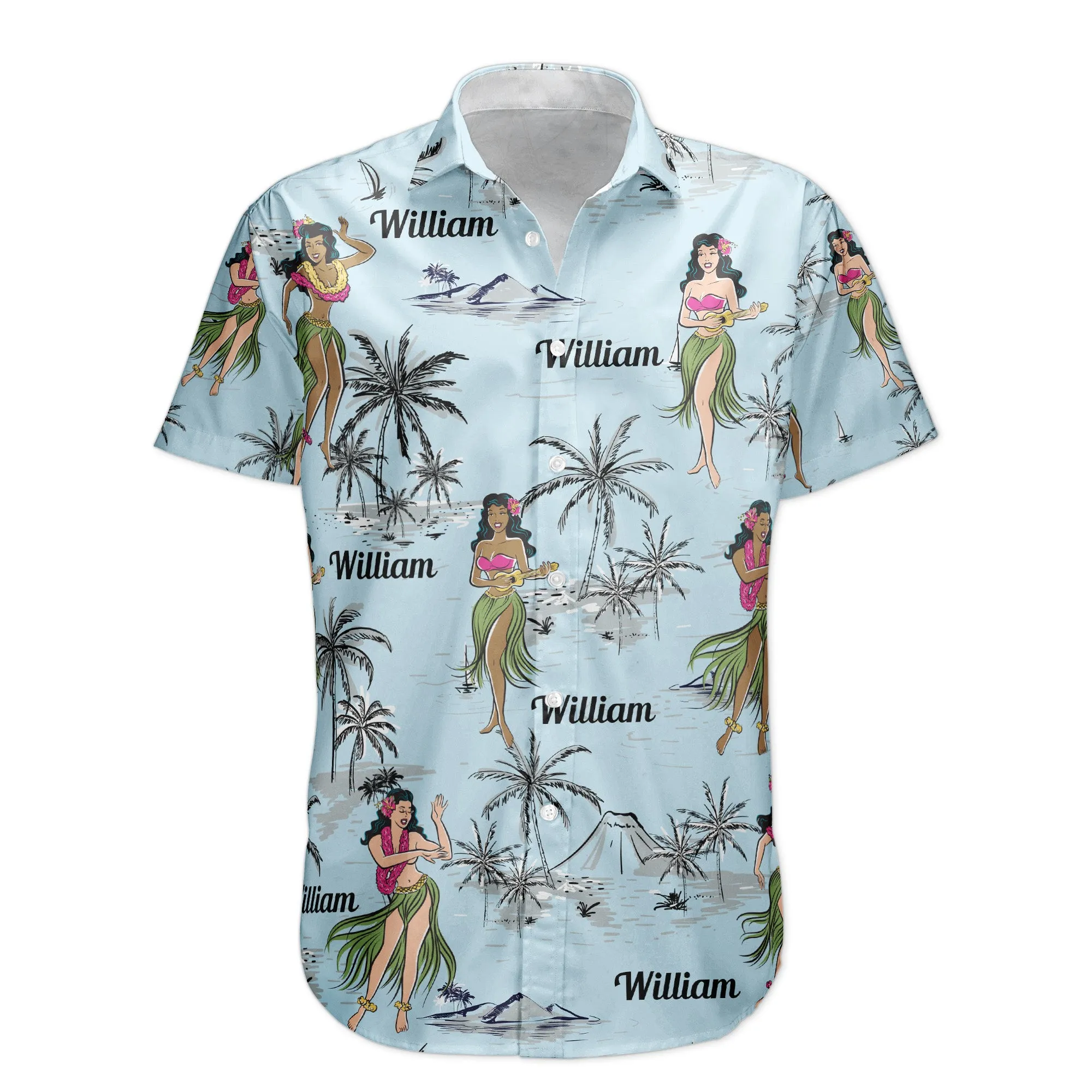 Hula Dance Vintage Style Beach Pattern Aloha Shirts - Custom Hawaiian Shirts