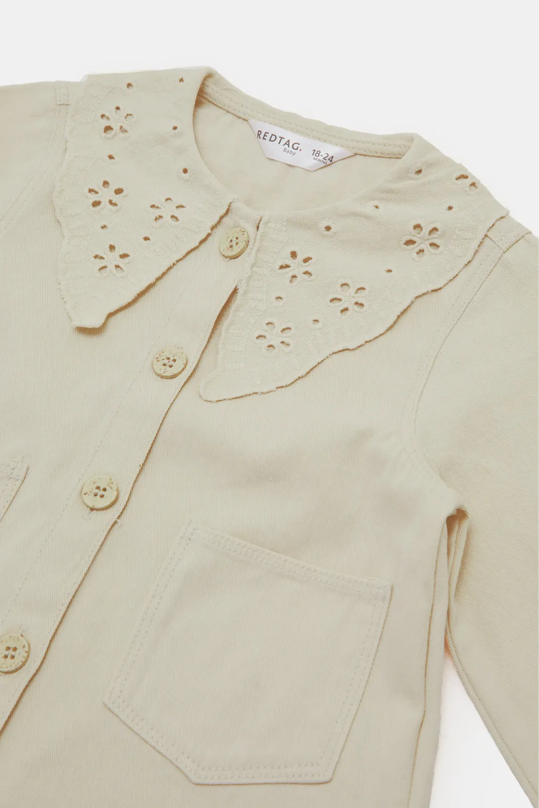 Infant Girls Ivory Schfilly Collar Jacket