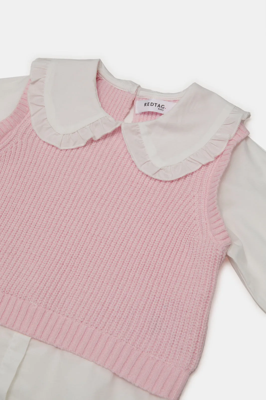 Infant Girls Pink And White Twofer With Vest