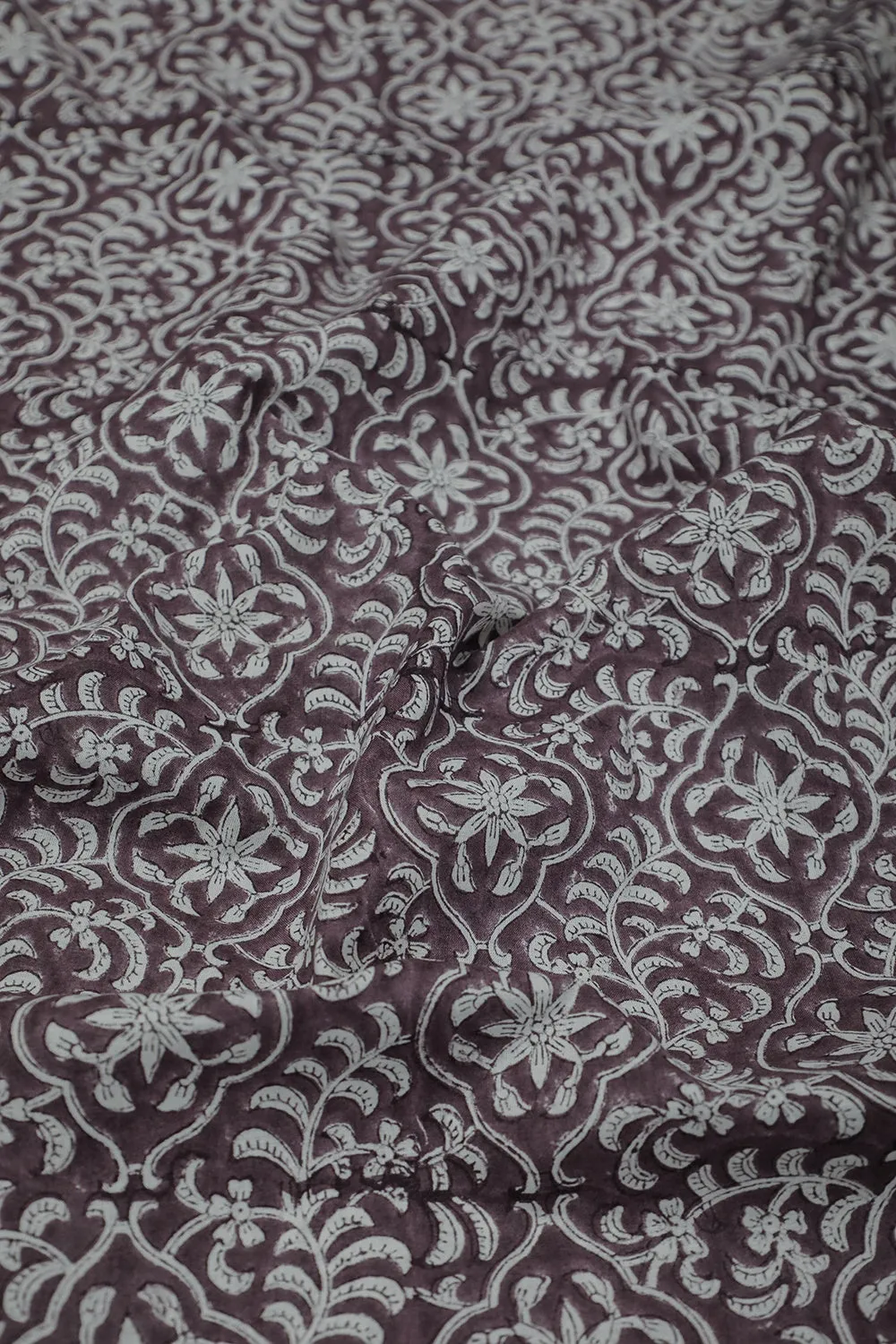 Intricate Floral Pattern Mul Cotton Sanganeri Fabric - 2m