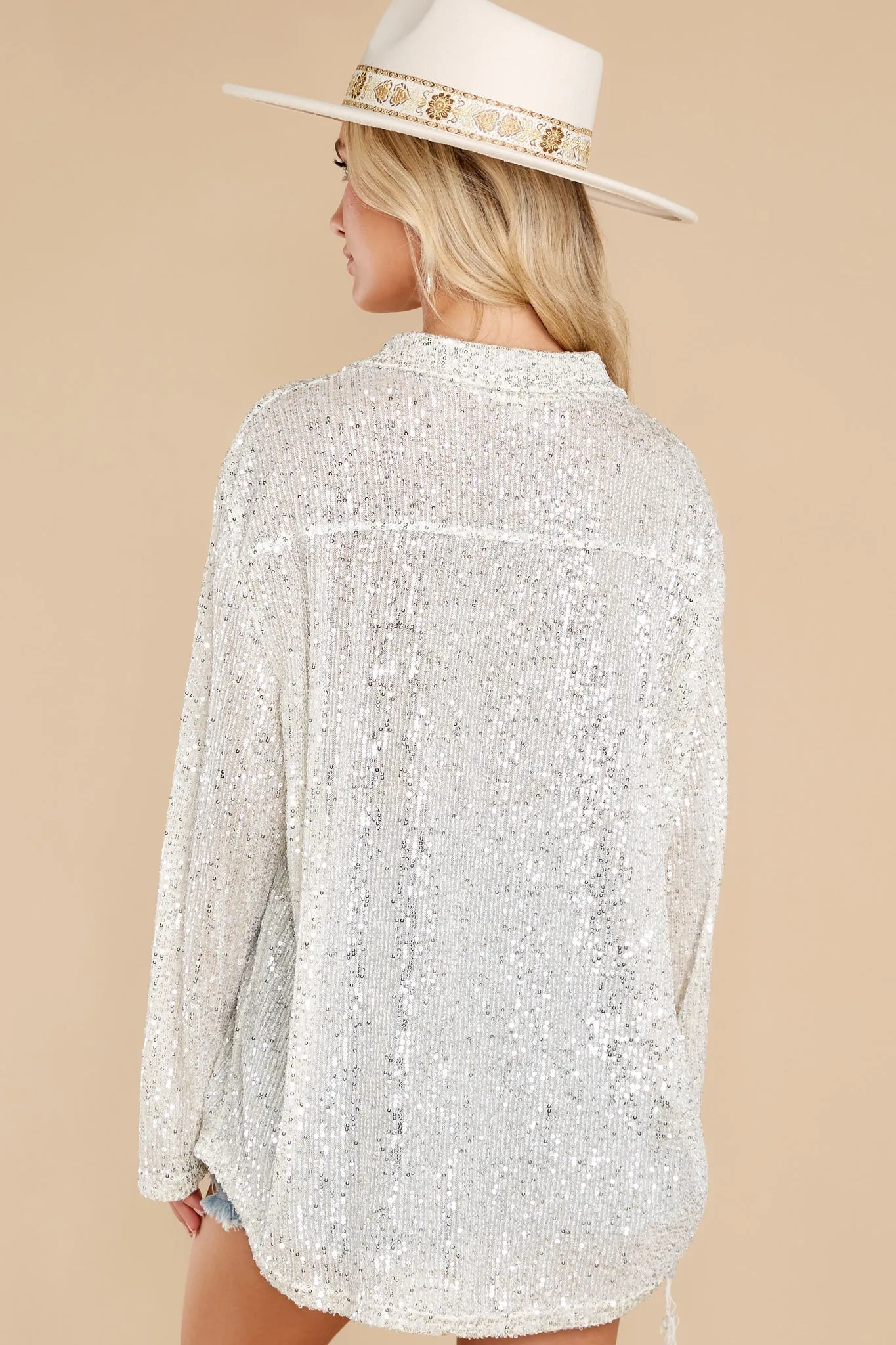 Irresistible Glamour Silver Sequin Top