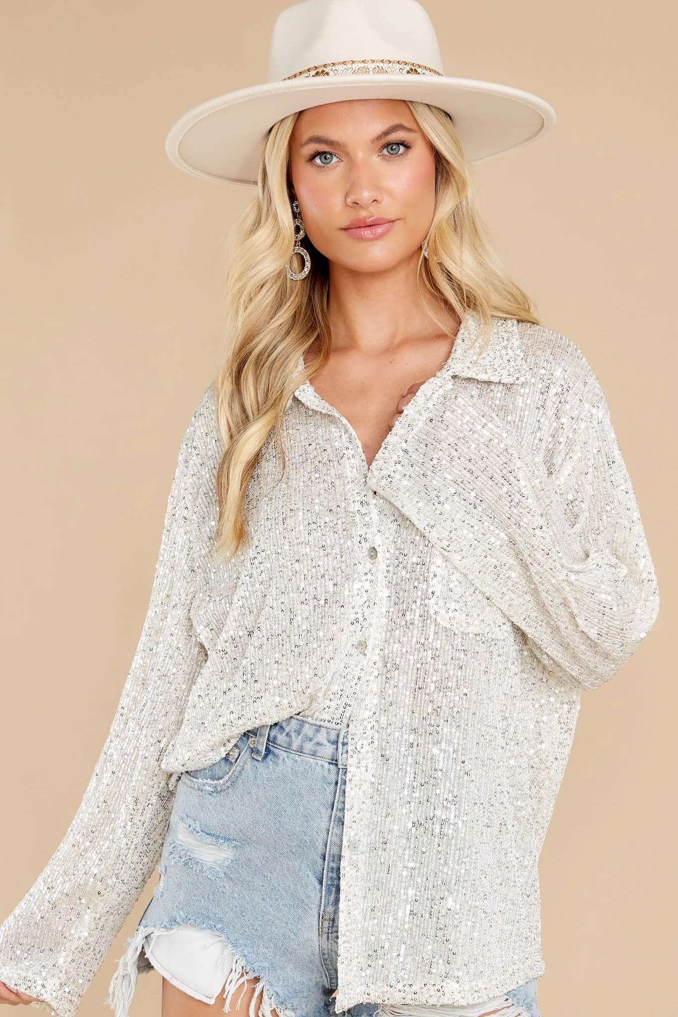 Irresistible Glamour Silver Sequin Top