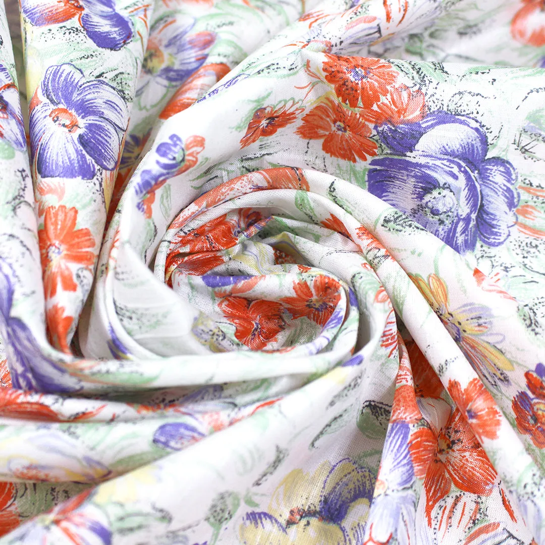 Italian 'fine art floral' cotton sateen woven