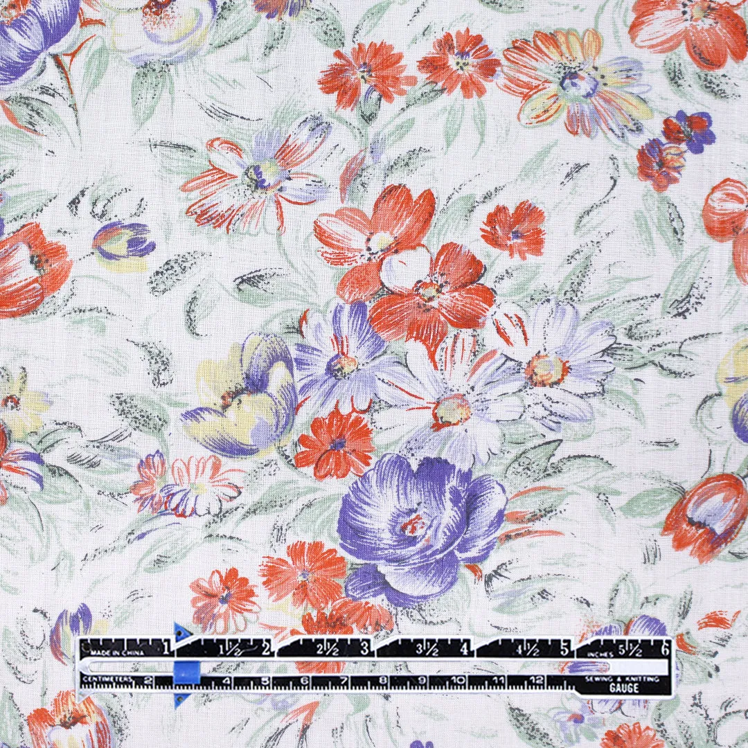 Italian 'fine art floral' cotton sateen woven