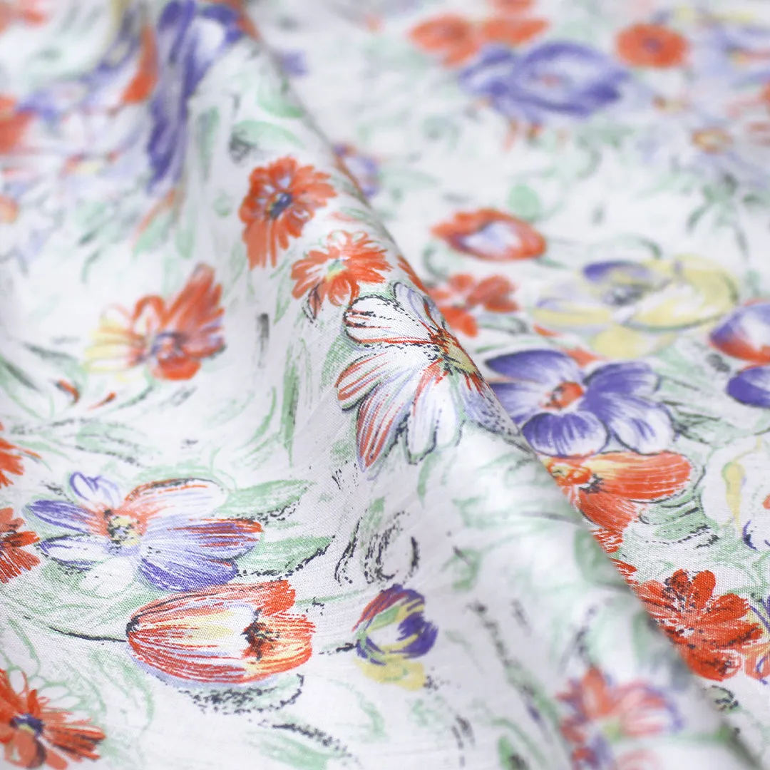 Italian 'fine art floral' cotton sateen woven