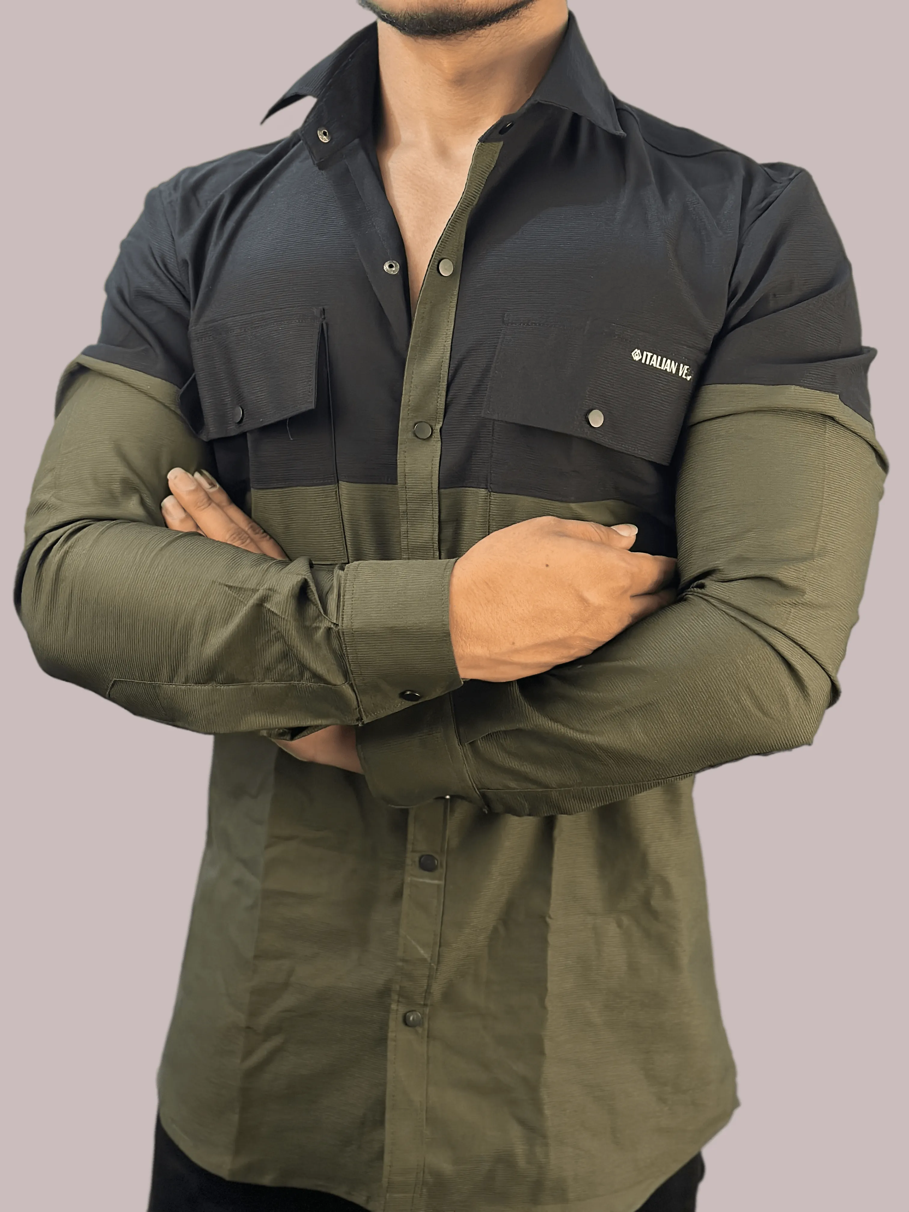 Italian Vega Dual Shade Corduroy Shirt