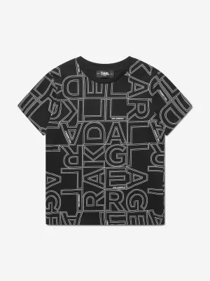 Karl Lagerfeld Boys Organic Cotton Logo T-Shirt in Black