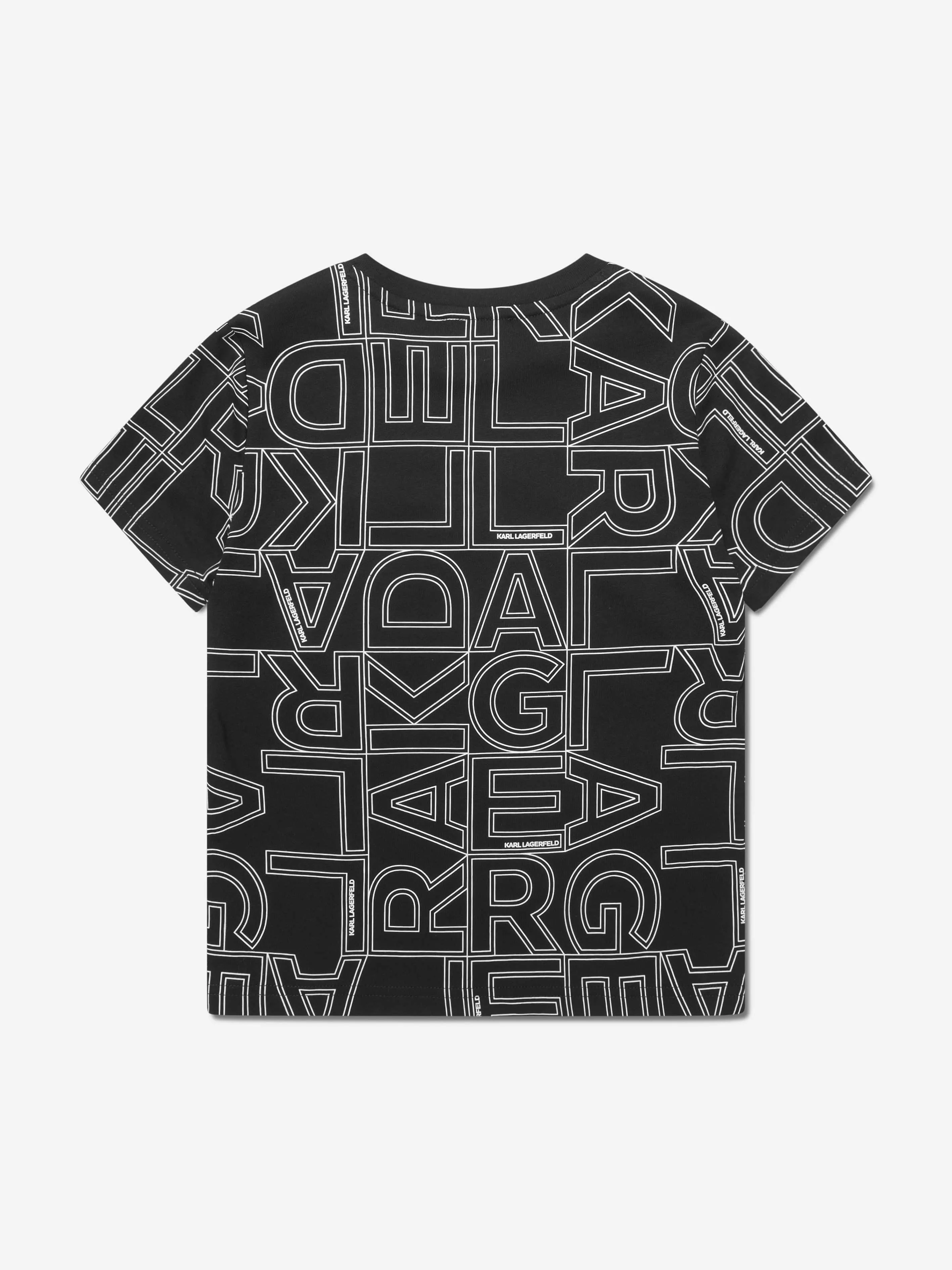 Karl Lagerfeld Boys Organic Cotton Logo T-Shirt in Black