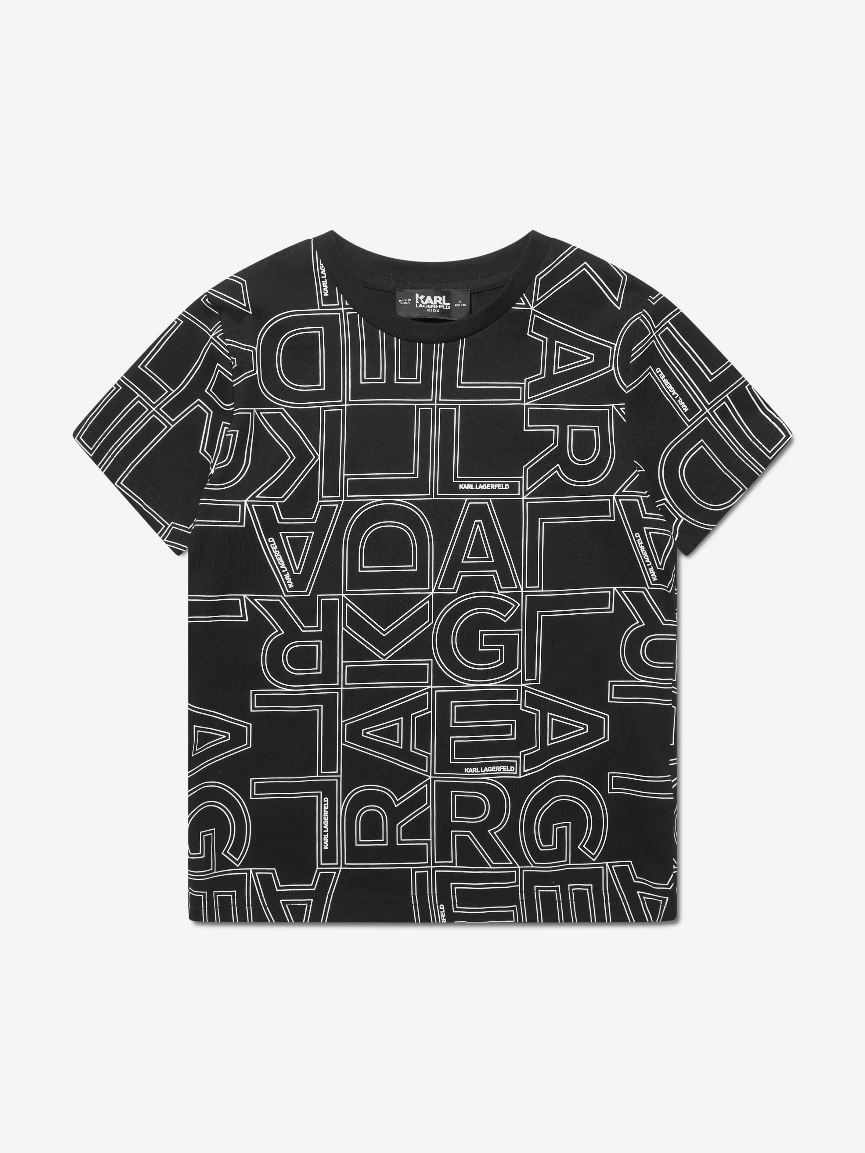 Karl Lagerfeld Boys Organic Cotton Logo T-Shirt in Black