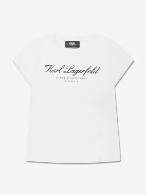 Karl Lagerfeld Girls Organic Cotton Logo T-Shirt in White