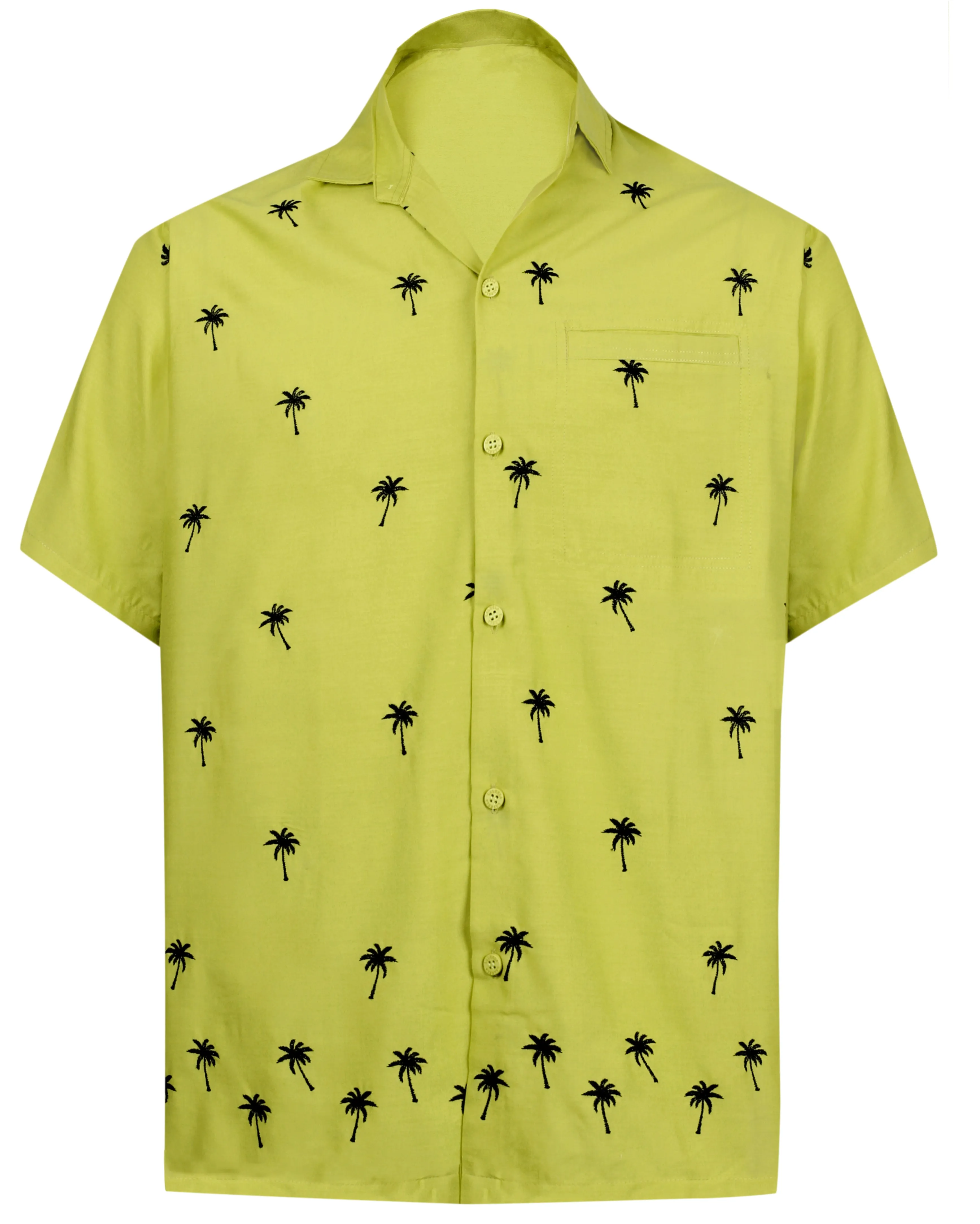 LA LEELA Men's Beach Hawaiian casual Aloha Button Down Short Sleeve shirt Mustard_W833