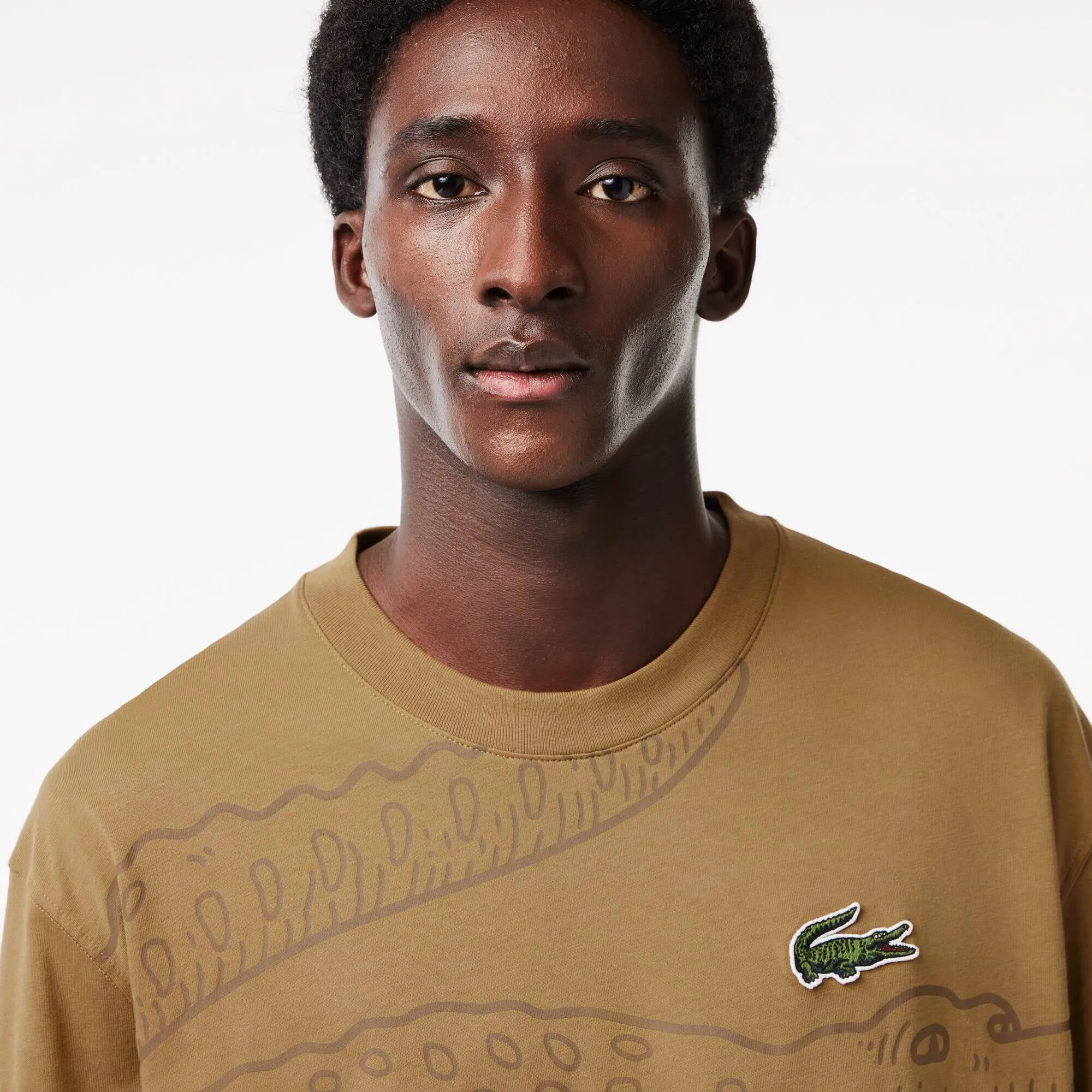 Lacoste Loose Fit Crocodile Print Crew Neck T-Shirt