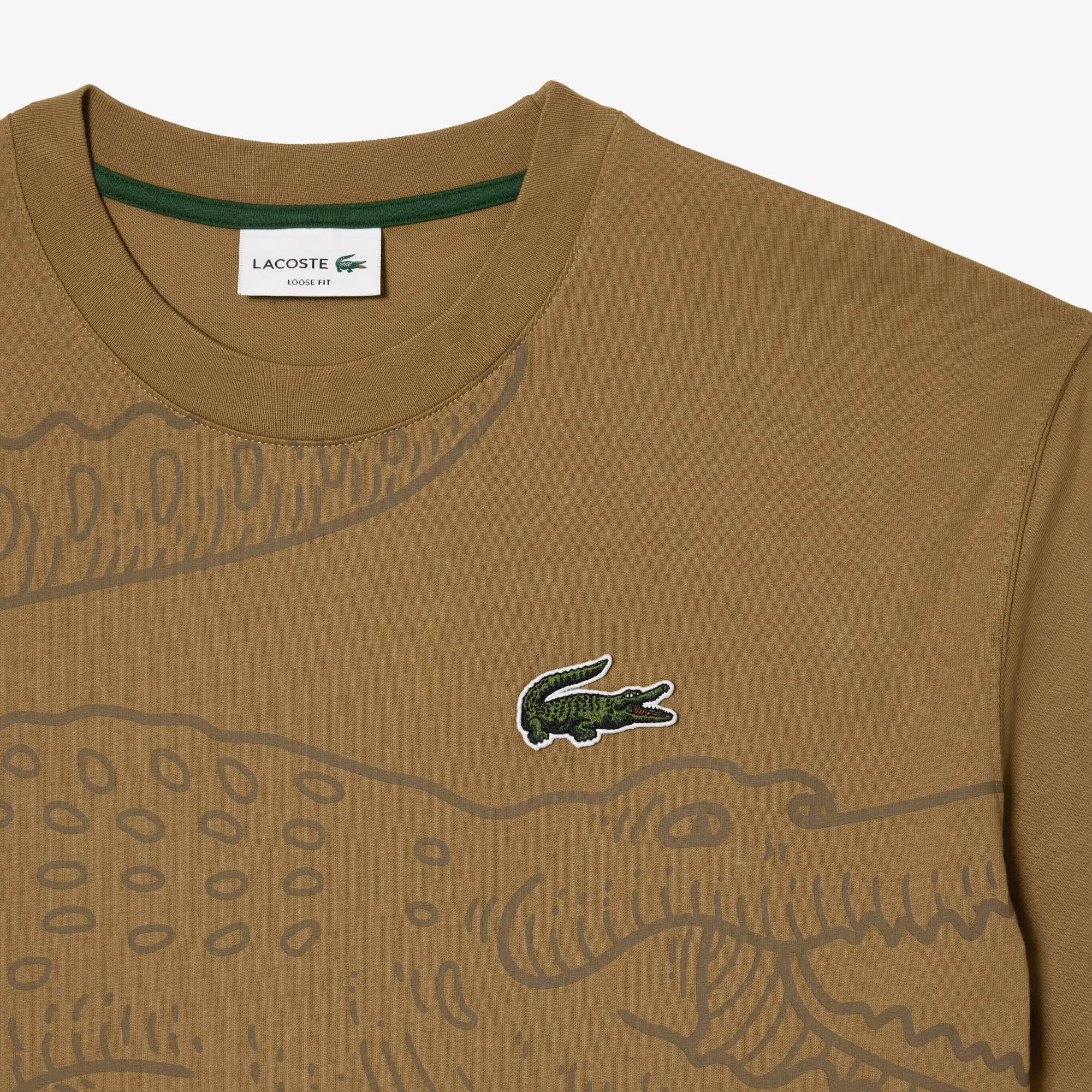 Lacoste Loose Fit Crocodile Print Crew Neck T-Shirt