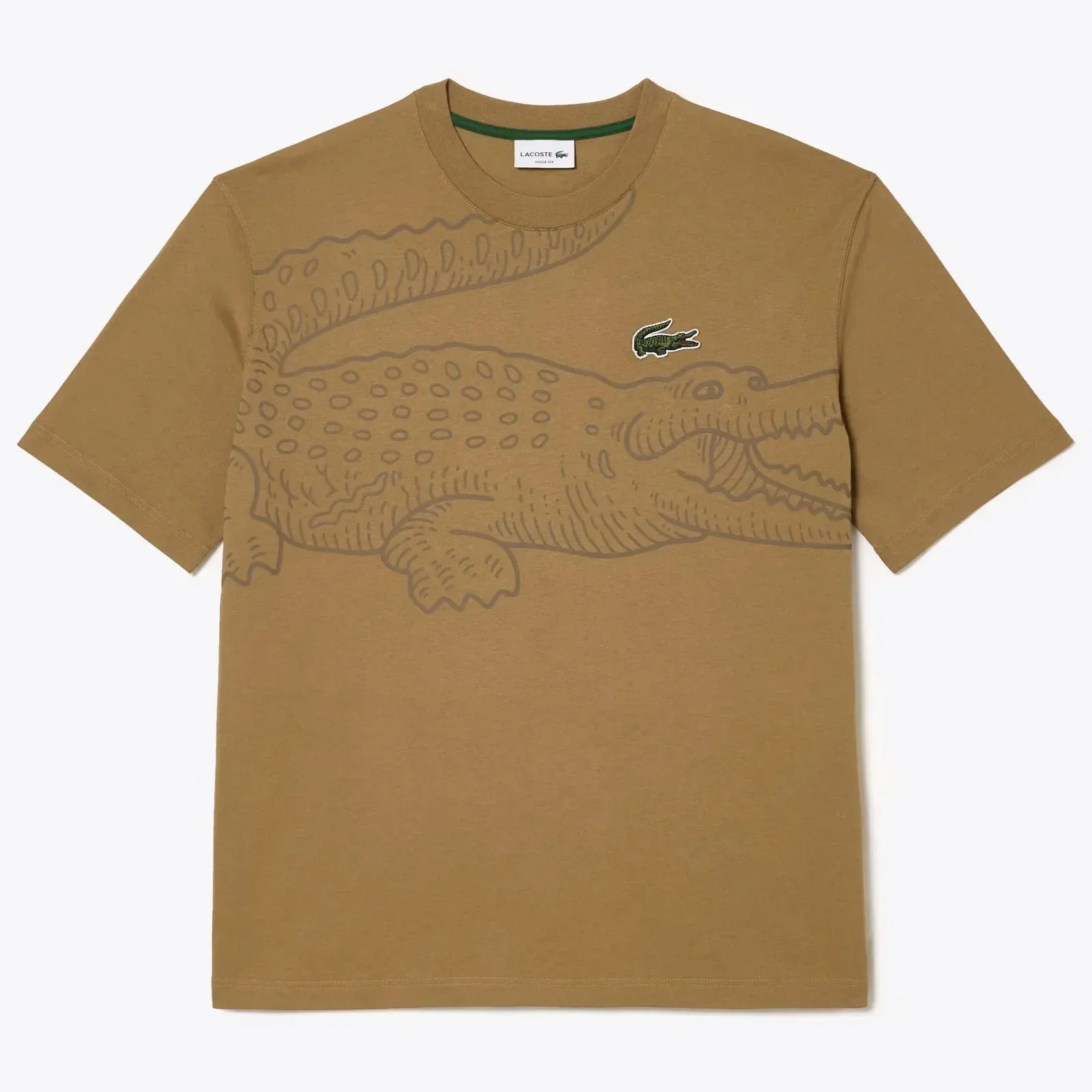 Lacoste Loose Fit Crocodile Print Crew Neck T-Shirt