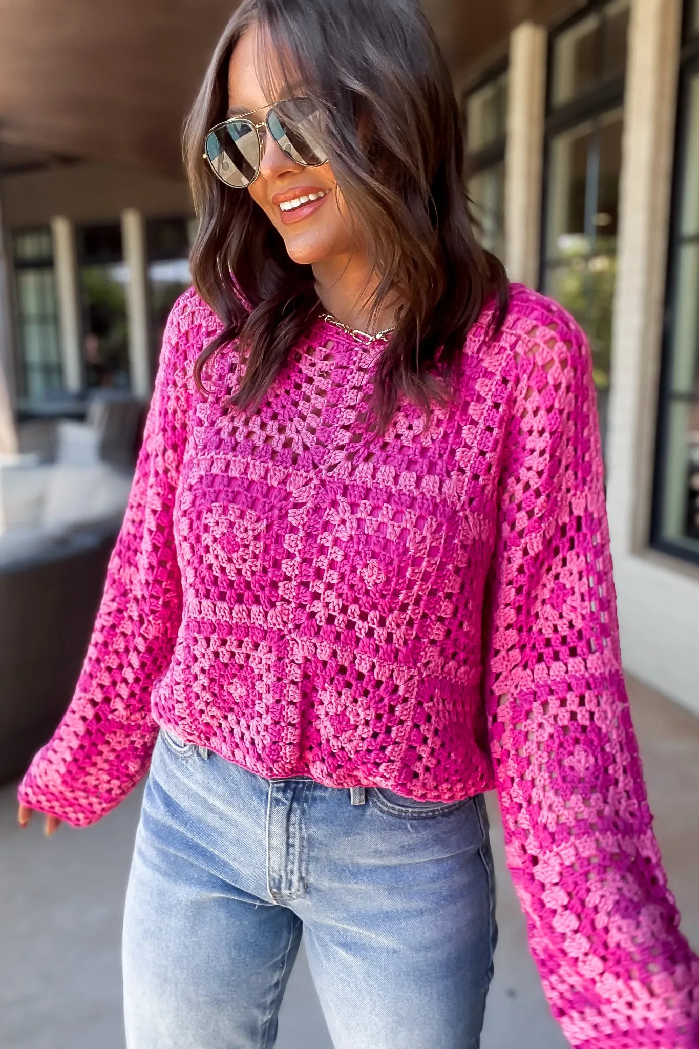 LONG SLEEVE CROCHET TOP