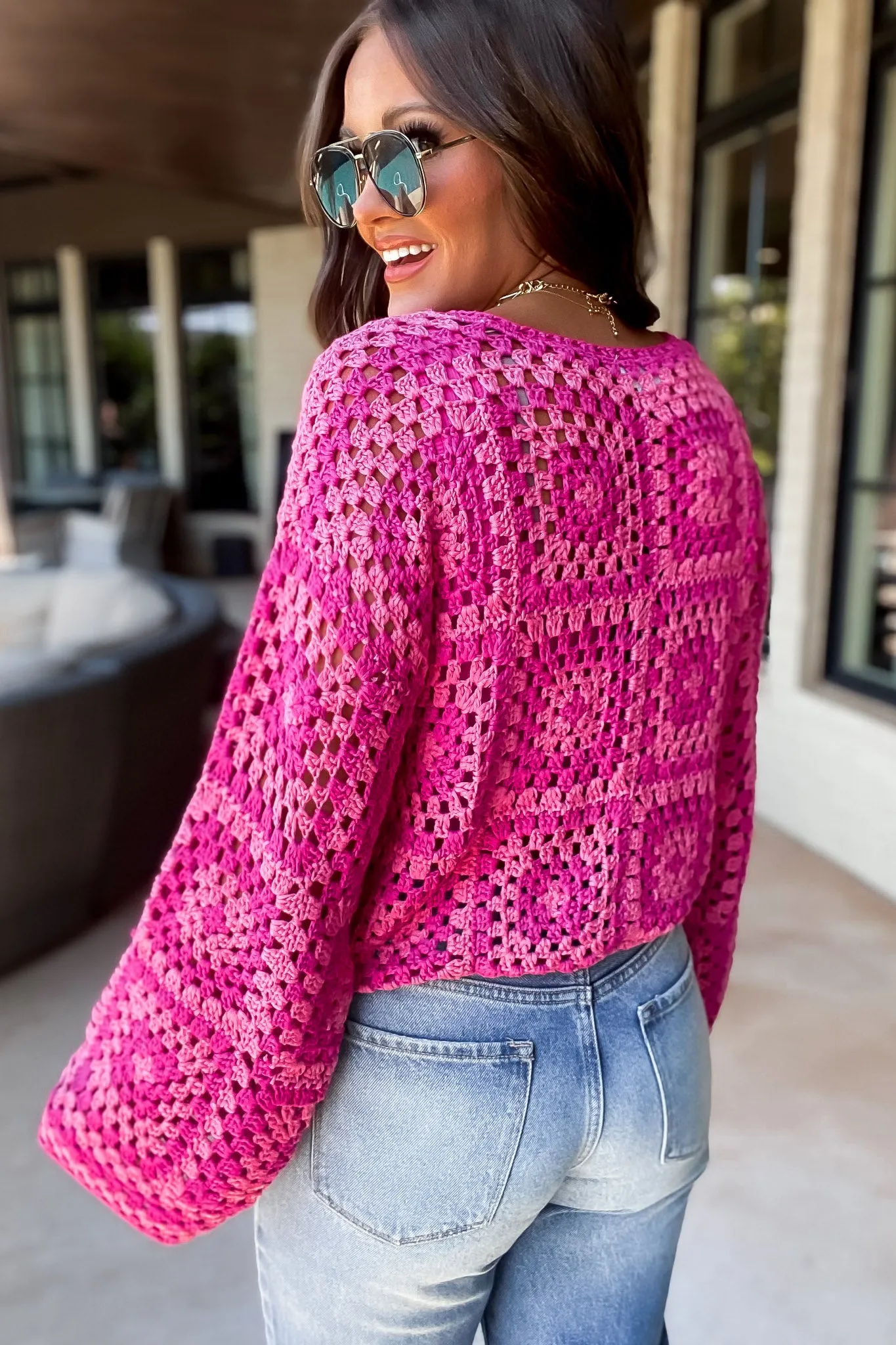 LONG SLEEVE CROCHET TOP