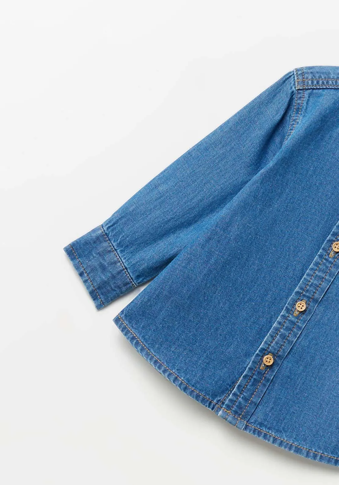 Long Sleeve Denim Shirt - Blue