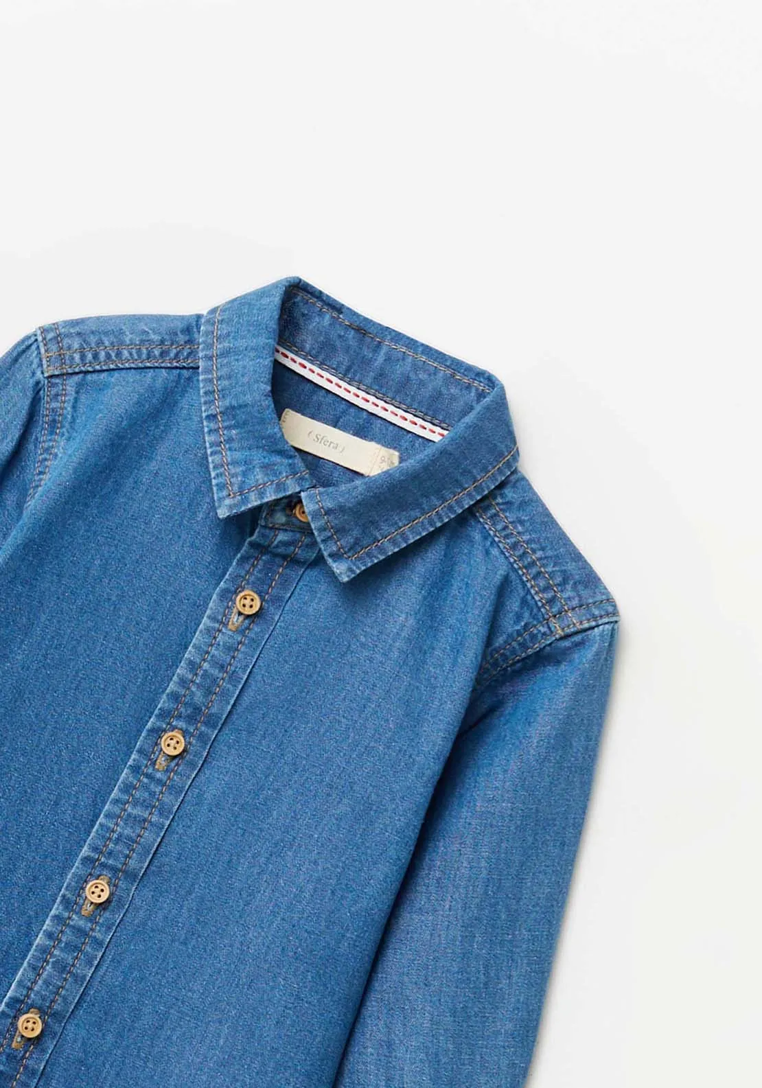 Long Sleeve Denim Shirt - Blue