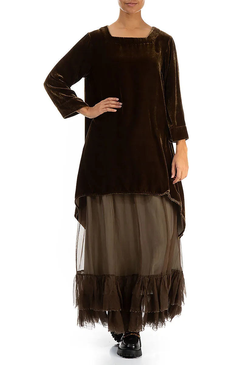 Longer Sides Golden Sage Silk Velvet Tunic