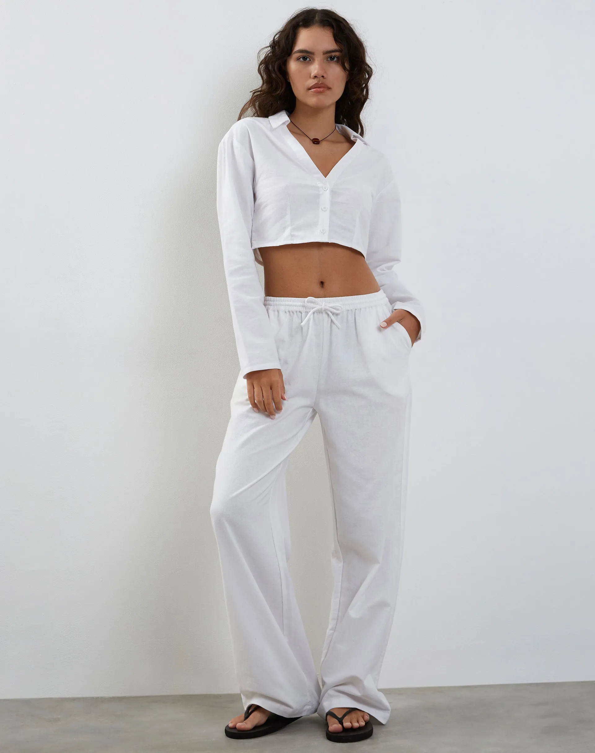 Lyse Super Cropped Shirt in White