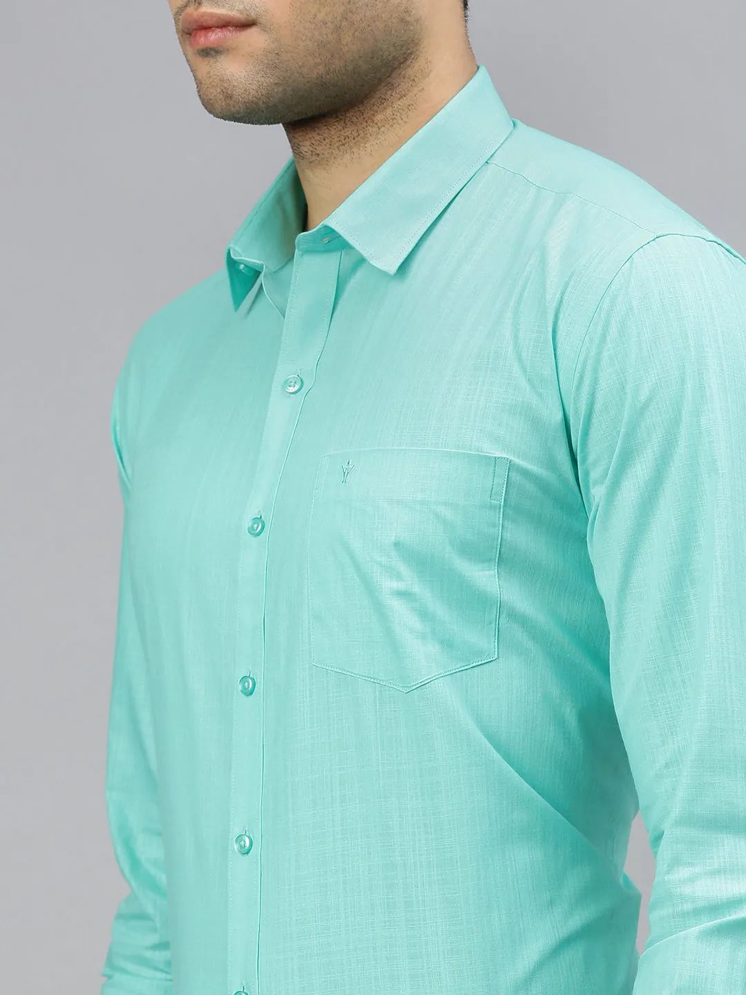 Men 100% Cotton Shirt Greenish Cyan T37 TM3