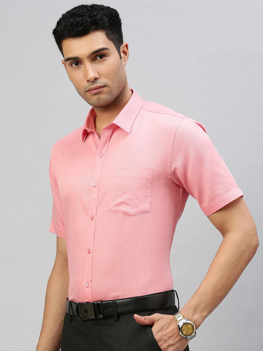 Men Cotton Rich Shirt Pink T50 TZ1