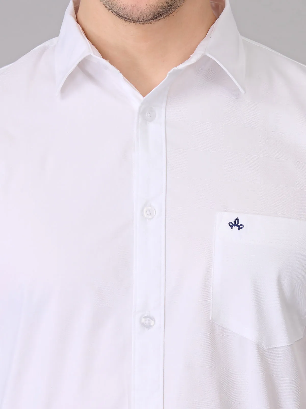 Men White Formal Cotton Shirt (GBHM23ED13)