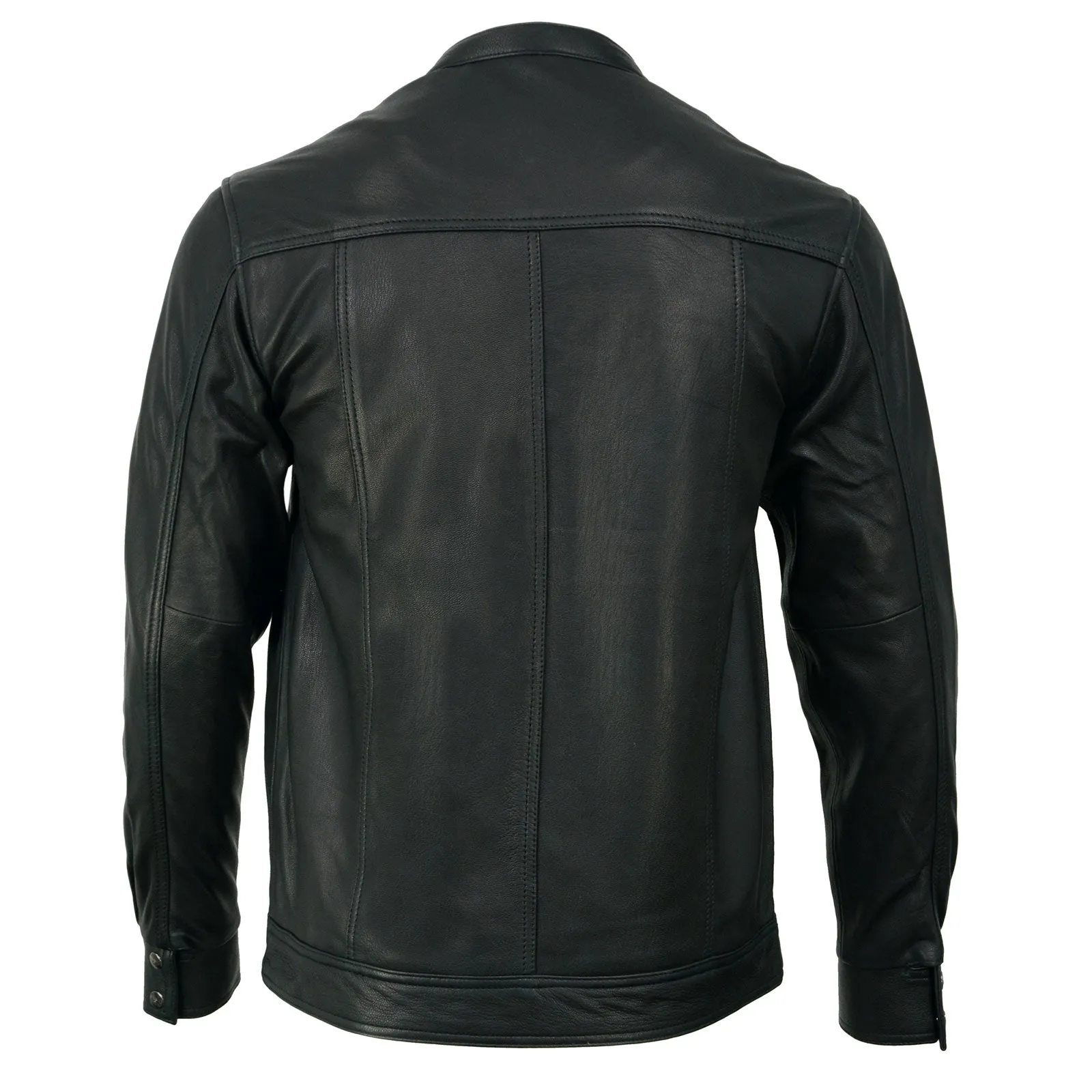 Milwaukee Leather MLM1604 Men's Stand-Up Collar Black Casual Biker Goat Skin Leather Shirt with Dual Closure