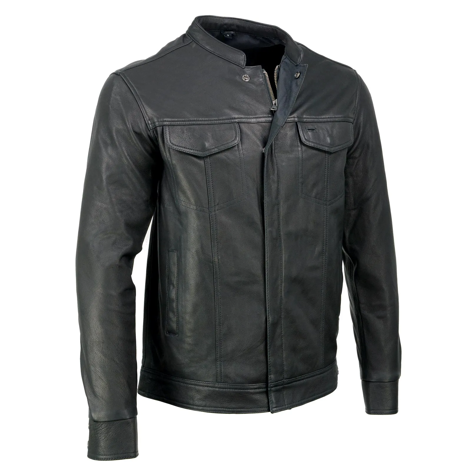 Milwaukee Leather MLM1604 Men's Stand-Up Collar Black Casual Biker