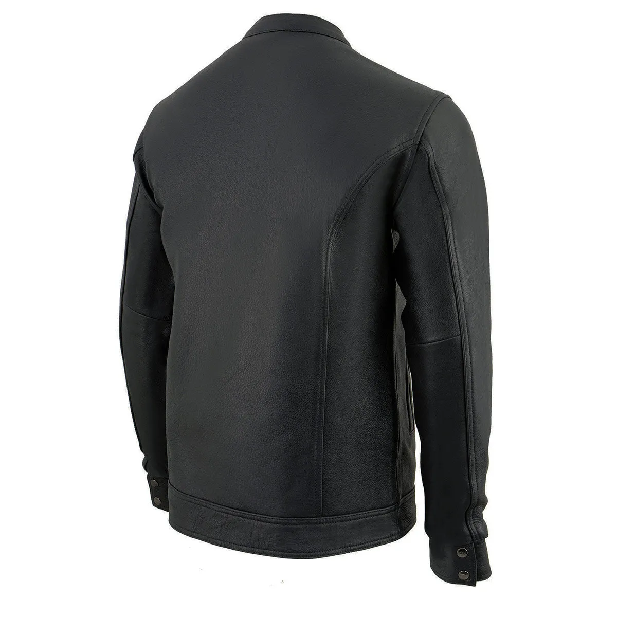 Milwaukee Leather MLM1610 Men's Club Style Black Casual Biker Leather Shirt with Dual Closure