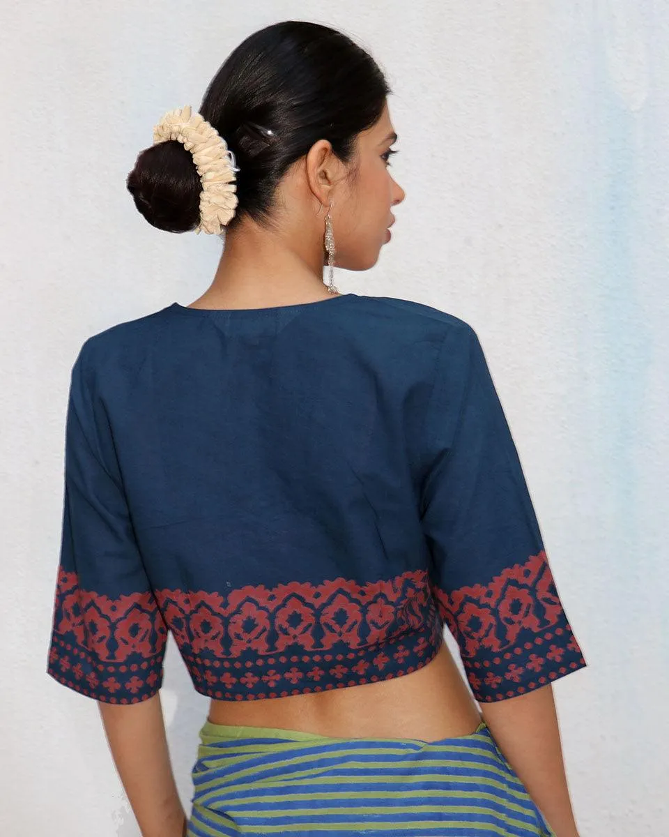 Moana Blockprinted Croptop Cotton Blouse - NOMAD