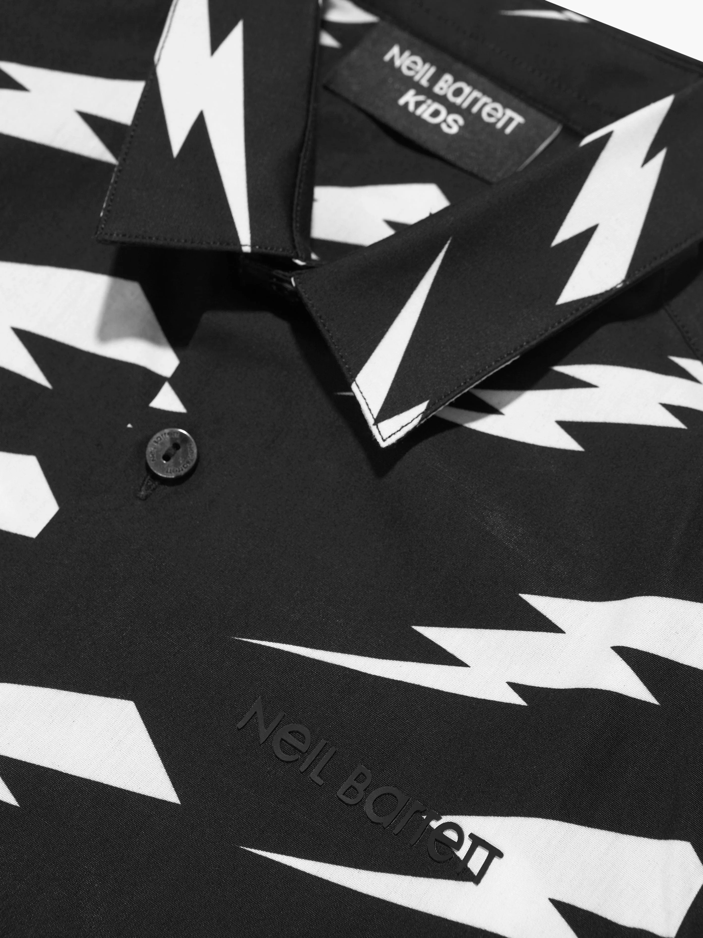 Neil Barrett Boys Thunderbolt Short Sleeve Shirt in Black