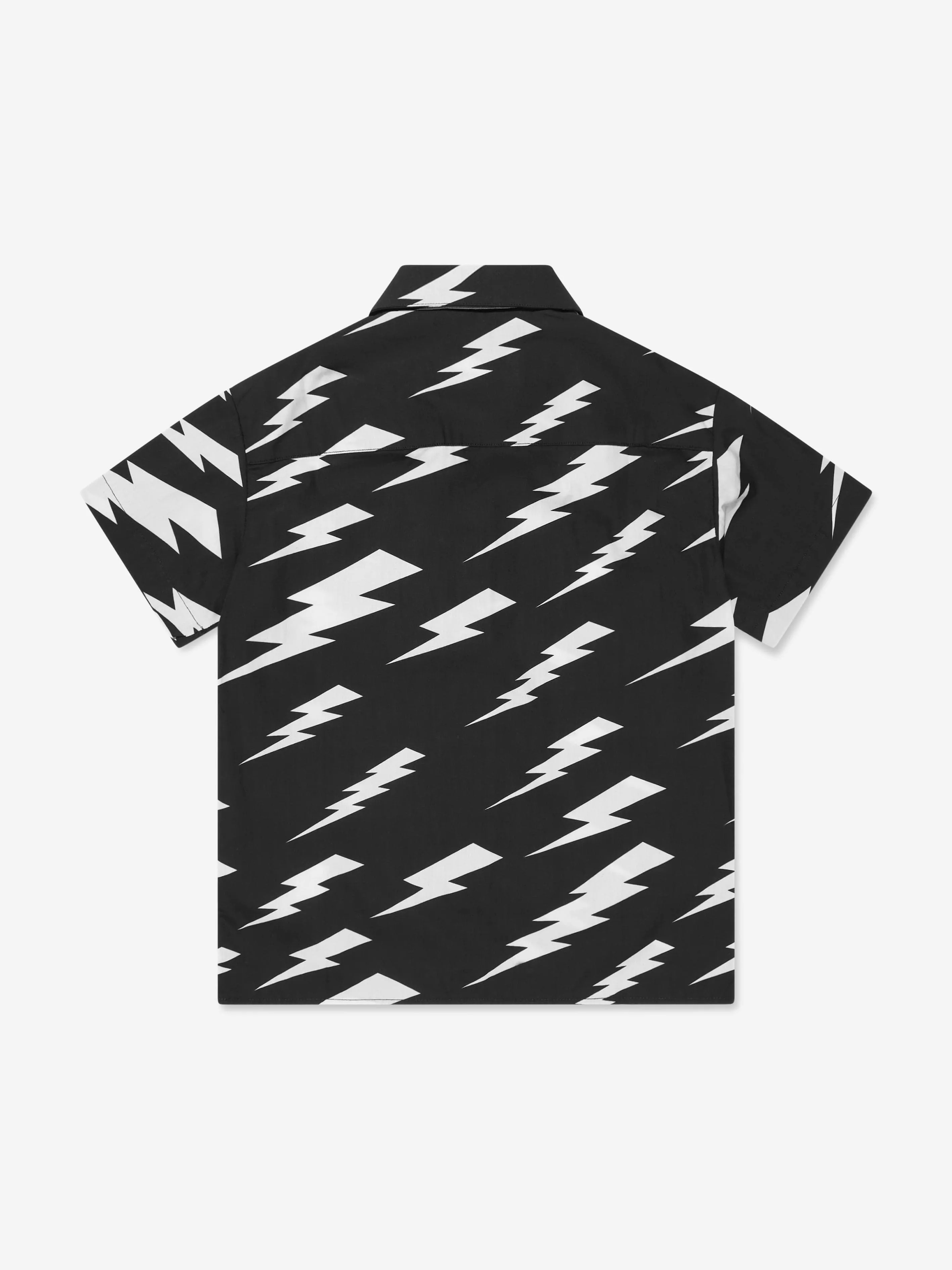 Neil Barrett Boys Thunderbolt Short Sleeve Shirt in Black