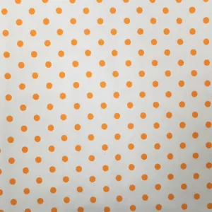 Orange Polka Dots on White Background Printed Cotton Blended Broadcloth