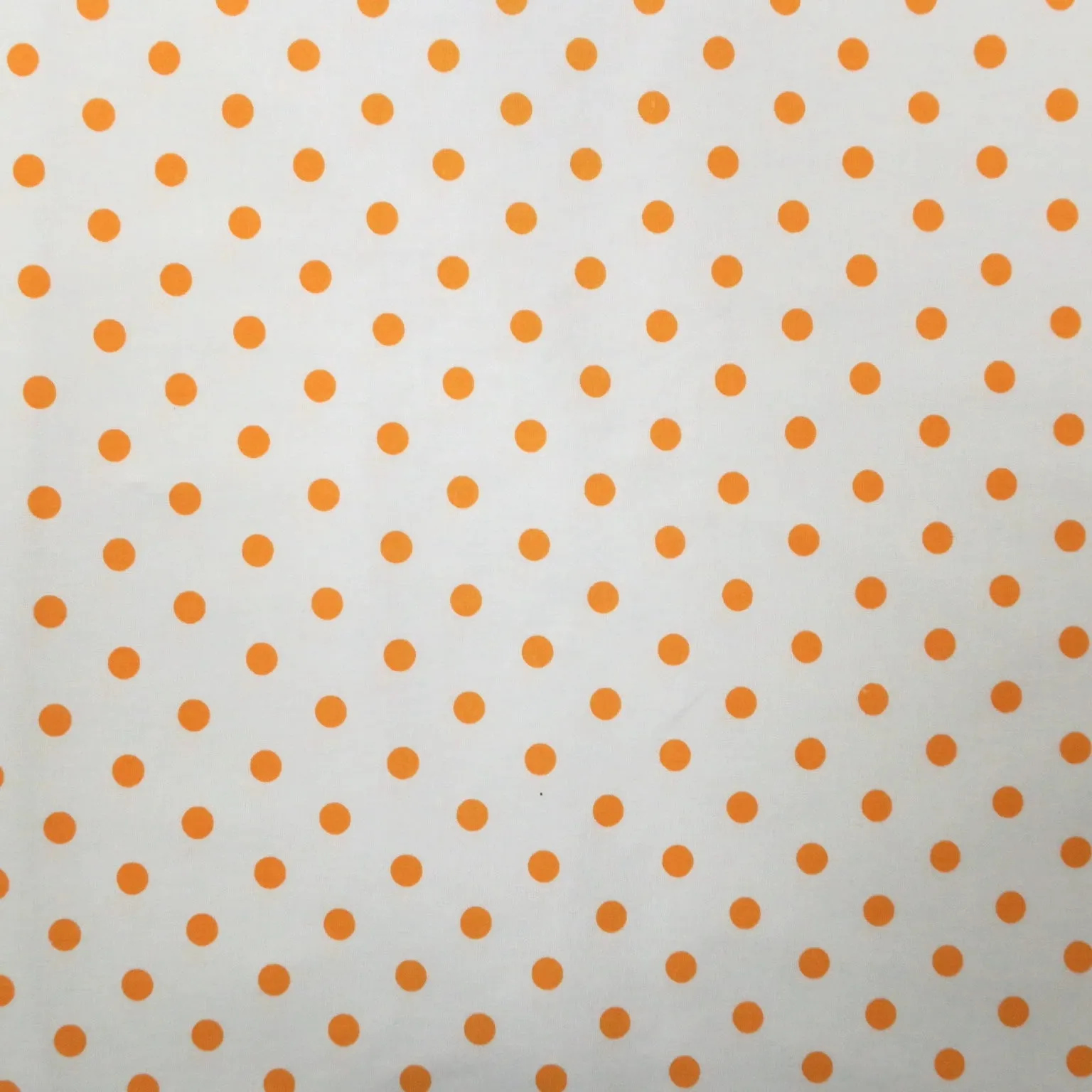 Orange Polka Dots on White Background Printed Cotton Blended Broadcloth