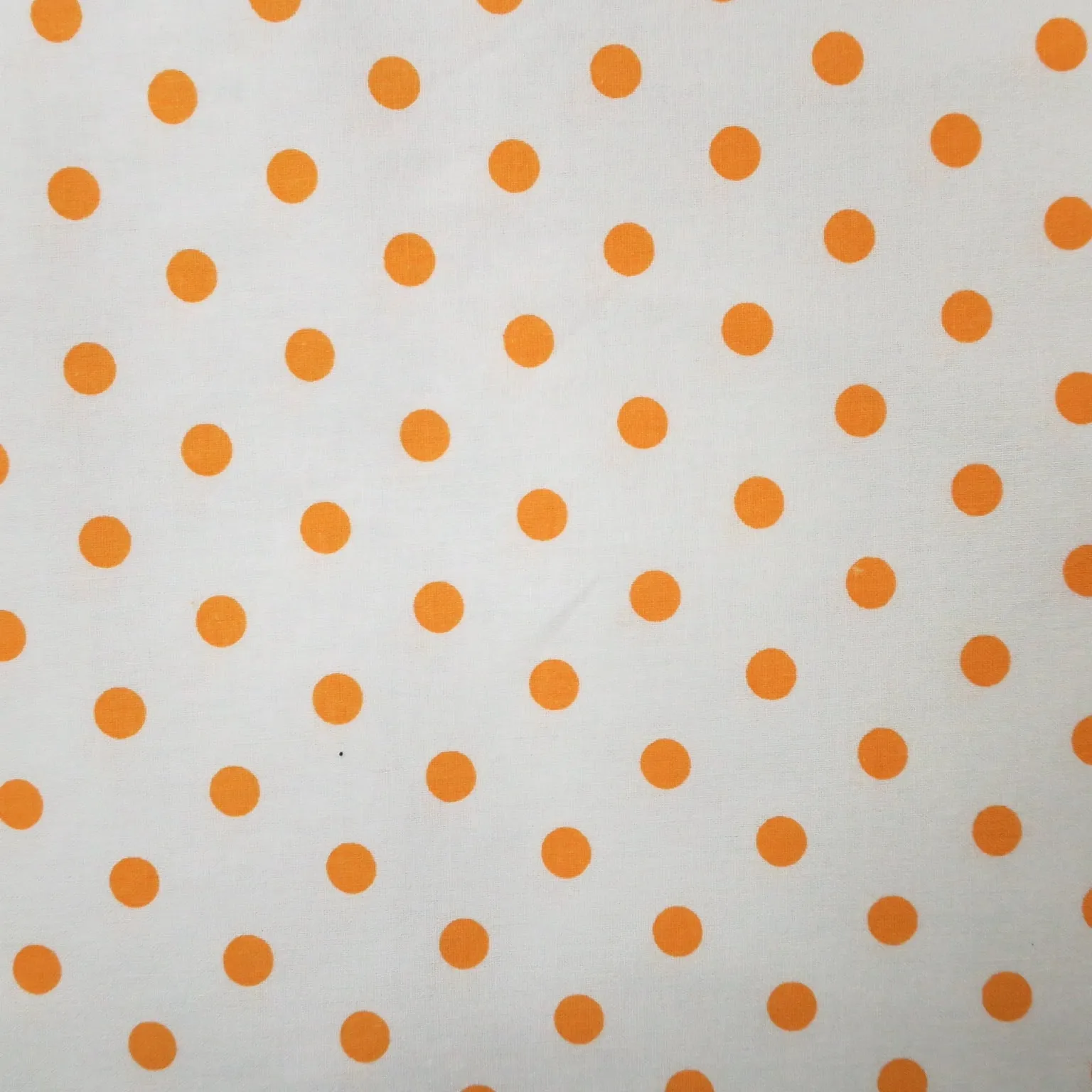 Orange Polka Dots on White Background Printed Cotton Blended Broadcloth