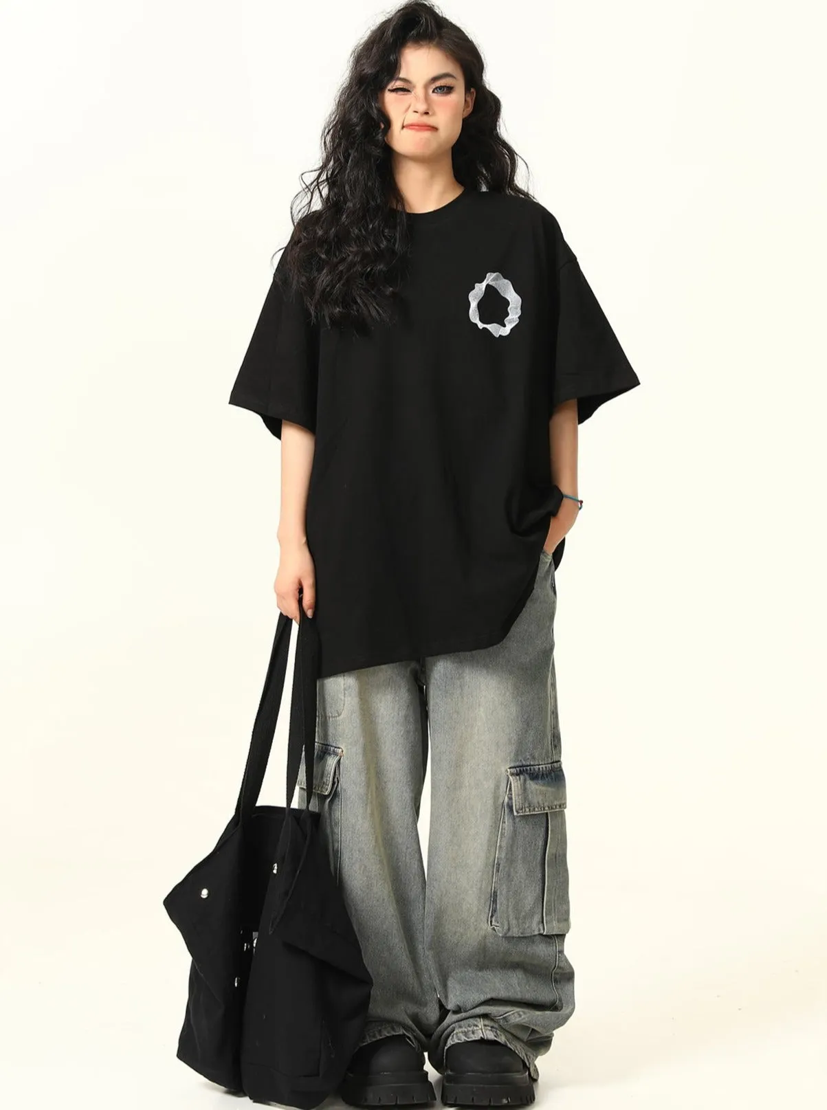 Oversized Graphic Print Cotton Tee