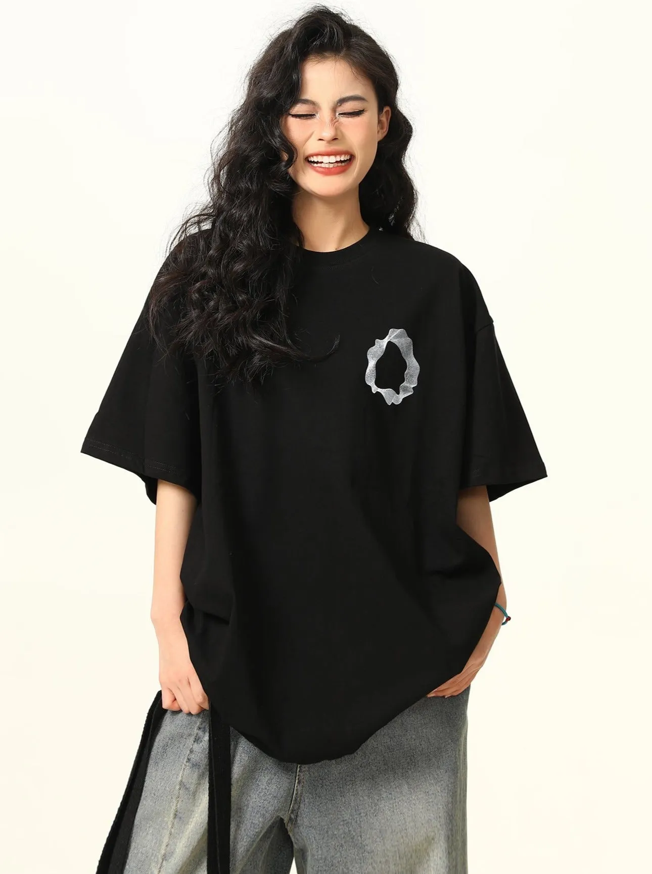 Oversized Graphic Print Cotton Tee