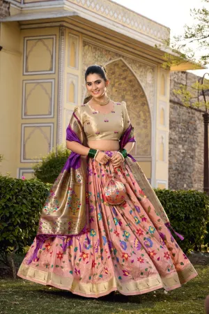 Paithani Jacquard Silk Weaving Zari Worked Lehenga Choli