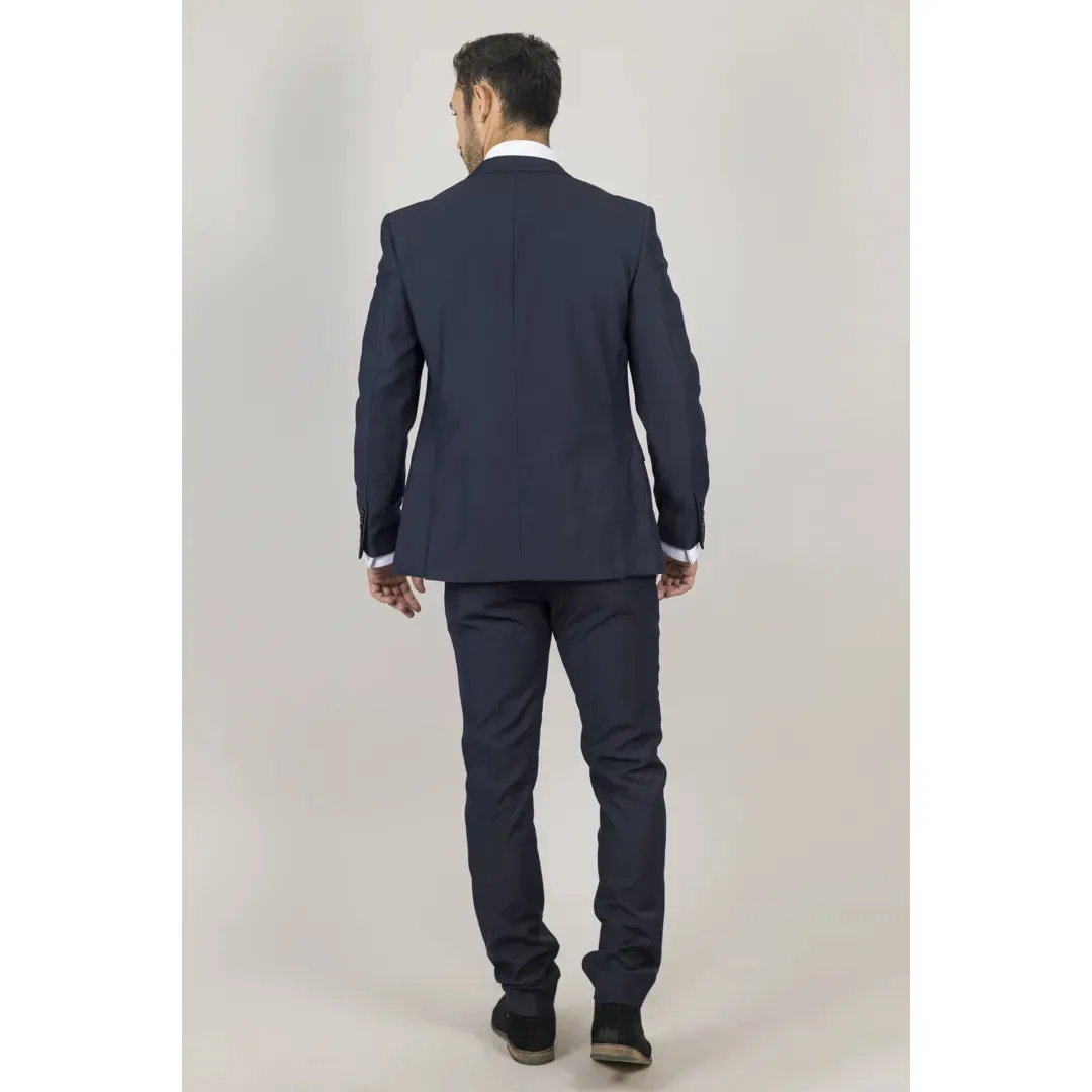 Parker - Men's Navy 3 Piece Tailored Fit Wedding Suit